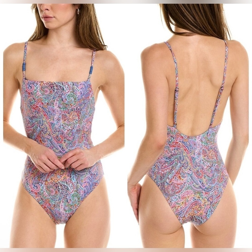 NWT Onia Juliette One Piece Liberty Paisley Lavender Multi Swimsuit Large